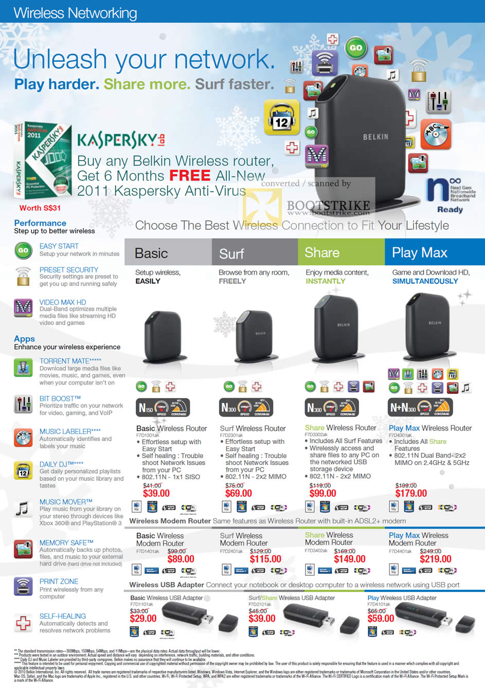 Sitex 2010 price list image brochure of Belkin Wireless Networking Router Surf Share Play Max N Adapter