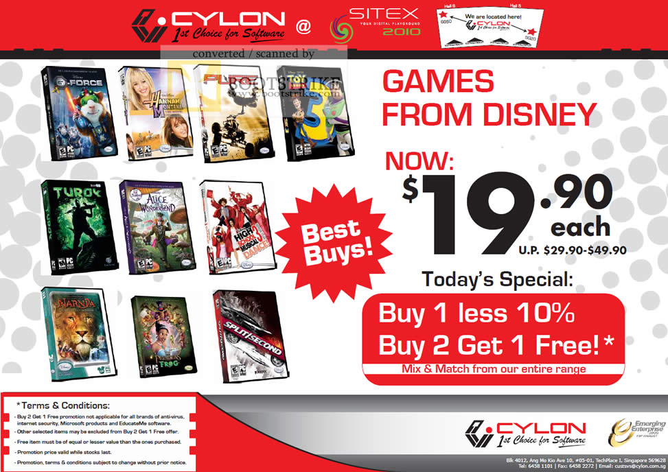 Sitex 2010 price list image brochure of Cylon Interactive Disney Games Turon