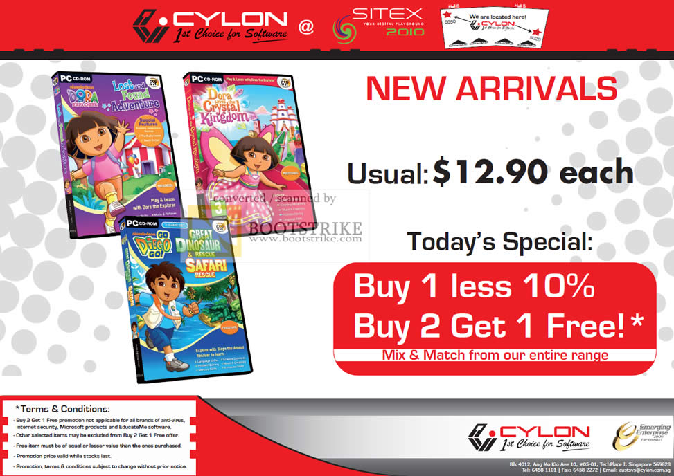 Sitex 2010 price list image brochure of Cylon Interactive Dora Great Dinosaur Safari Kids CD Software