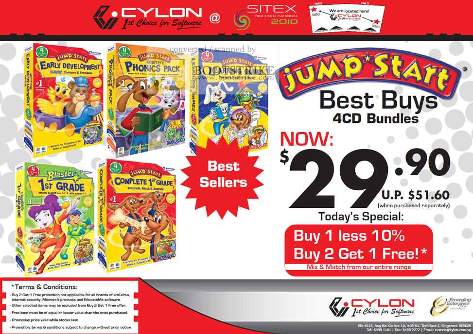 Sitex 2010 price list image brochure of Cylon Interactive Jump Start Series Kids CD Software