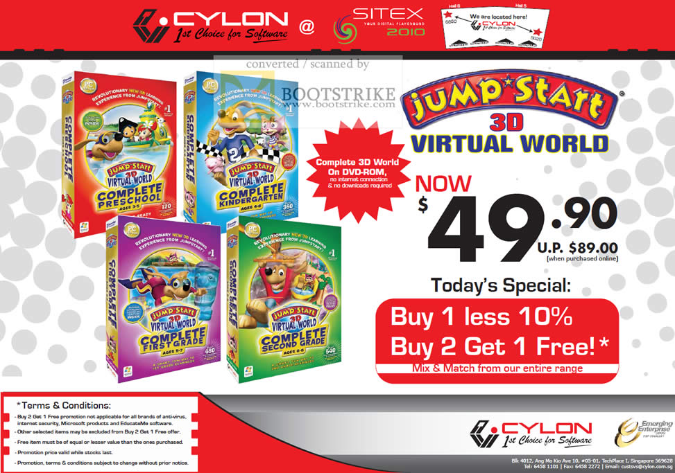 Sitex 2010 price list image brochure of Cylon Interactive Jumpstart 3D Virtual World Kids DVD Software