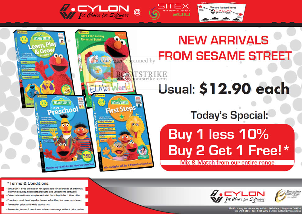 Sitex 2010 price list image brochure of Cylon Interactive Sesame Street Kids CD Software Elmo World