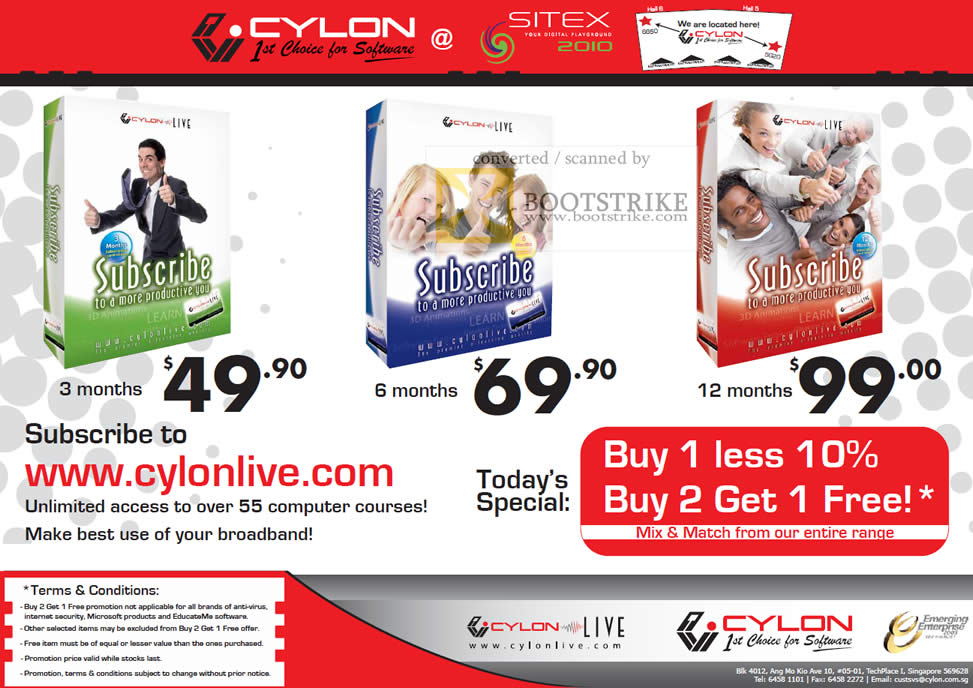Sitex 2010 price list image brochure of Cylon Interactive Subscribe Cylonlive Online Computer Courses
