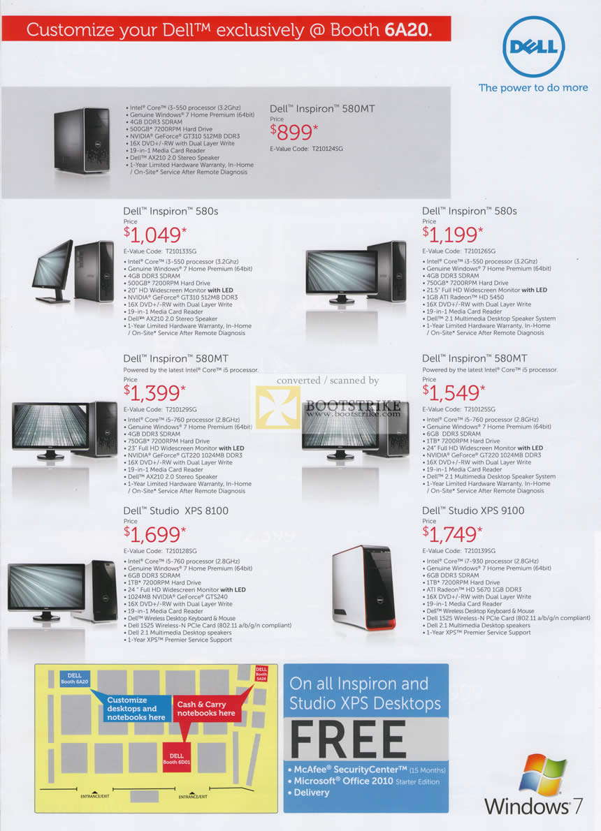 Sitex 2010 price list image brochure of Dell Desktop PC Inspiron 580MT 580s XPS 8100 XPS 9100