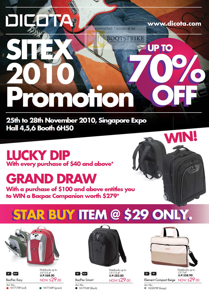 Sitex 2010 price list image brochure of Dicota Bags BacPac Easy Smart Element Compact Lucky Dip