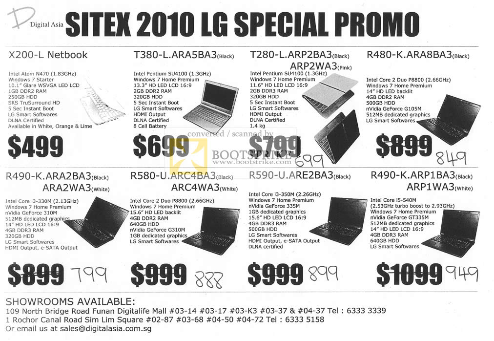 Sitex 2010 price list image brochure of Digital Asia LG Notebooks X200 T380 T280 R480 R490 R580 R590 R490