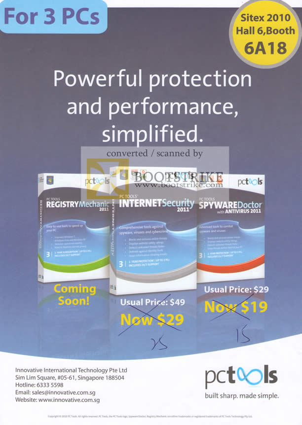 Sitex 2010 price list image brochure of Eastgear Innovative PC Tools Registry Mechanic Internet Security Spyware Doctor