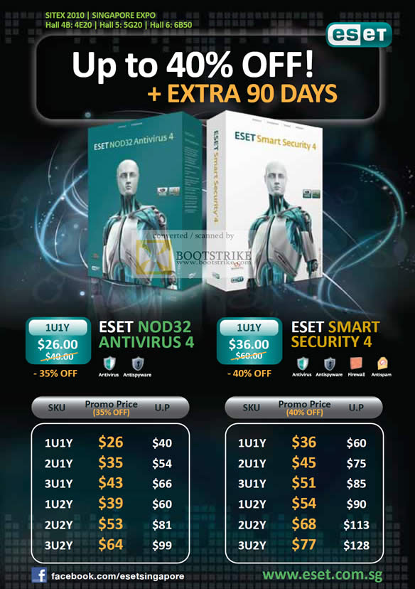 Sitex 2010 price list image brochure of Eset NOD32 Antivirus 4 Smart Security 4