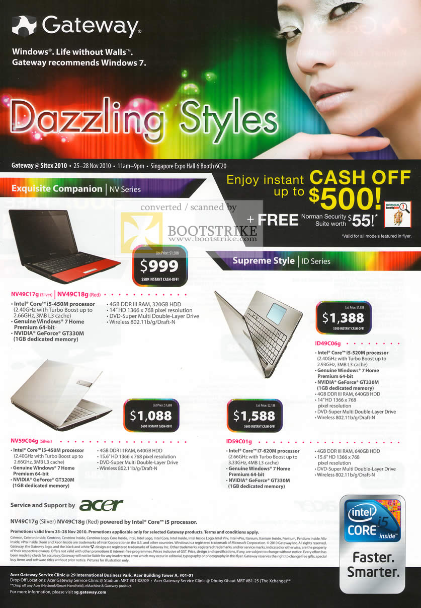 Sitex 2010 price list image brochure of Gateway Notebooks NV Series ID Acer NV49C17g ID49C06g ID59C01g NV59C04g