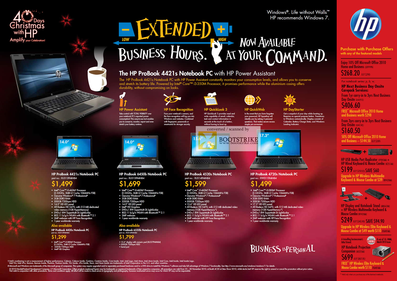 Sitex 2010 price list image brochure of HP Notebooks ProBook 4421s 6450b 4520s 4720s 4420s 6550b