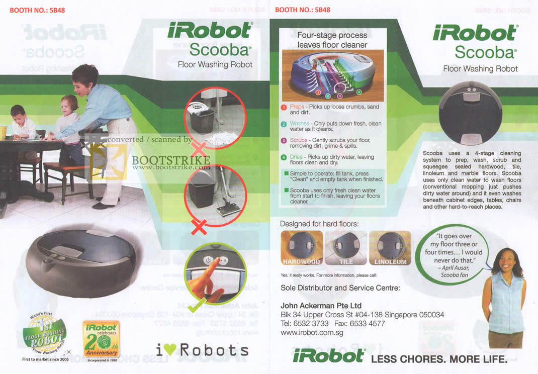Sitex 2010 price list image brochure of John Ackerman IRobot Scooba Floor Washing Robot