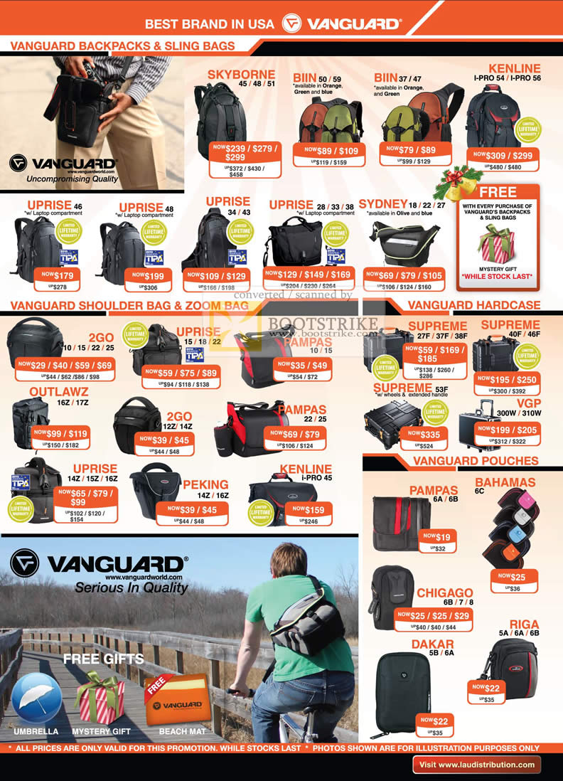 Sitex 2010 price list image brochure of Lau Intl Vanguard Backpacks Sling Bags Uprise Shoulder 2go Supreme Pouches Pampas