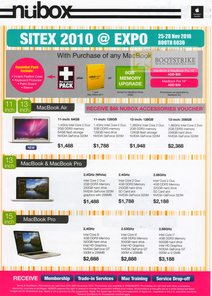 Sitex 2010 price list image brochure of Nubox Apple MacBook Air MacBook Pro