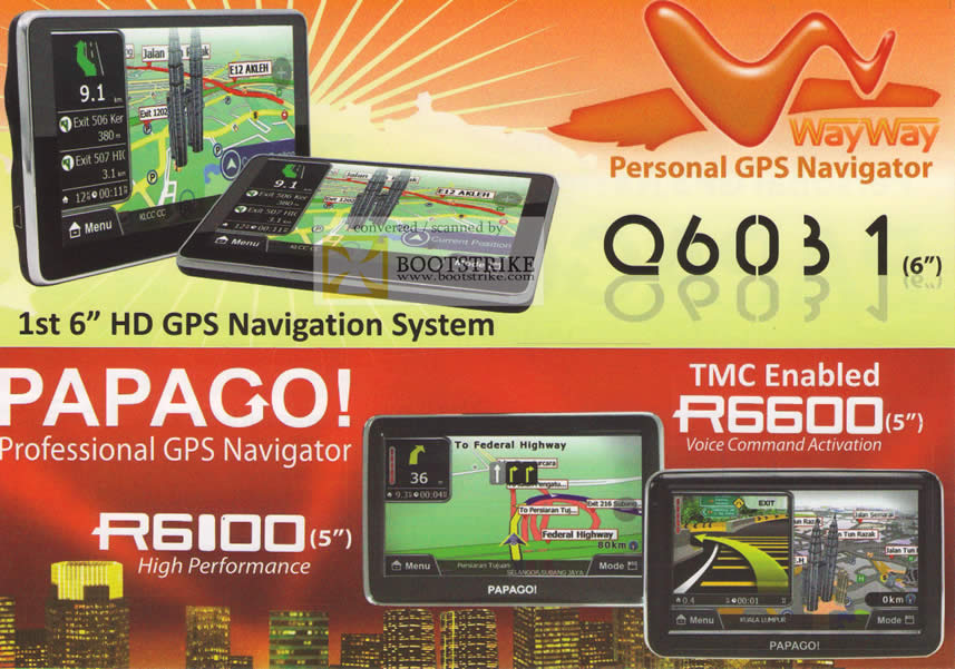 Sitex 2010 price list image brochure of Papago GPS Navigator R6100 TMC Enabled R6600 Wayway