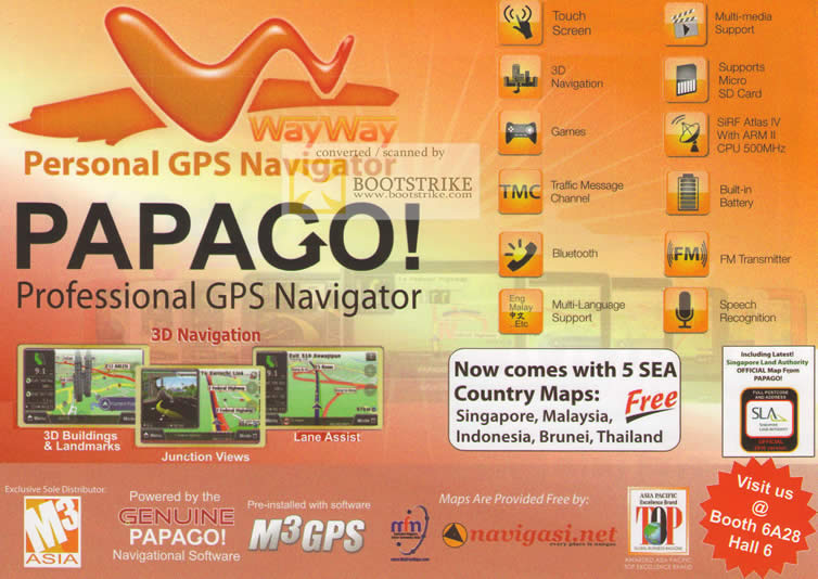 Sitex 2010 price list image brochure of Papago Professional GPS Navigator SEA Country Maps M3 Asia
