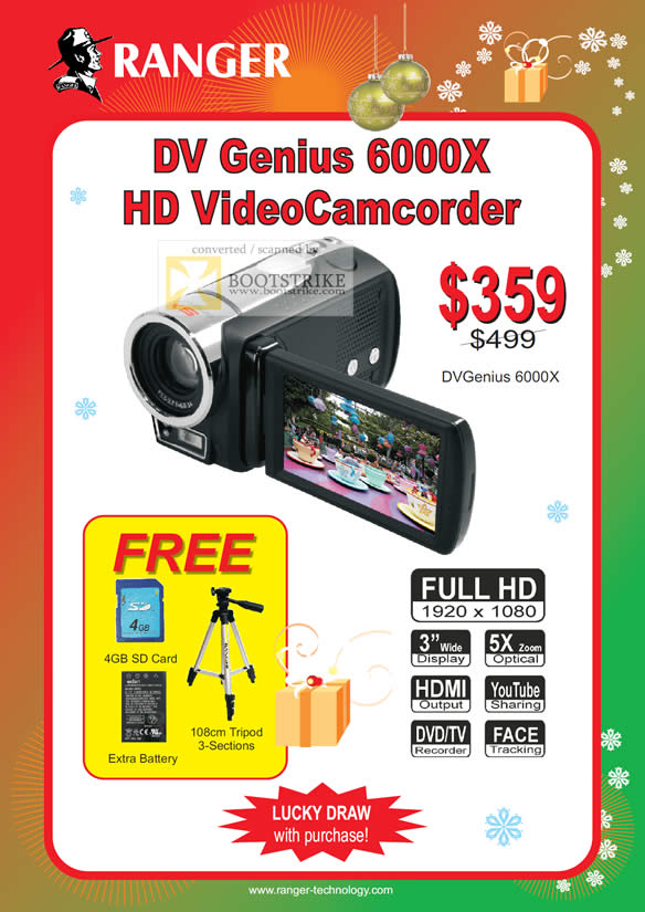 Sitex 2010 price list image brochure of Ranger DV Genius 6000X Video Camcorder