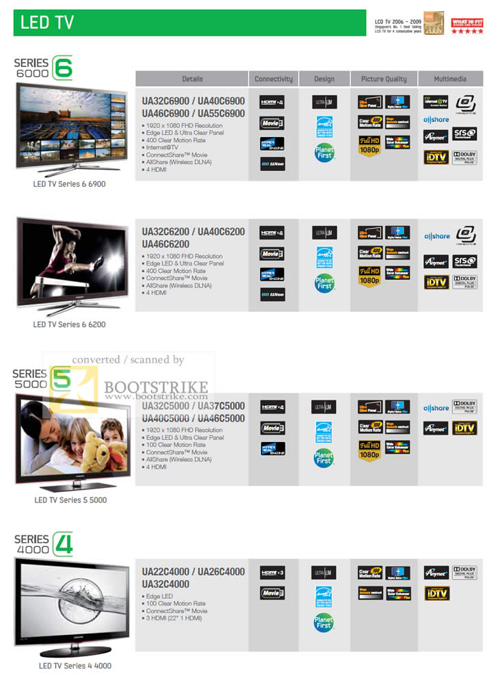 Sitex 2010 price list image brochure of Samsung Courts LED TV Series 6 6000 Series 5 5000 Series 4 4000 3