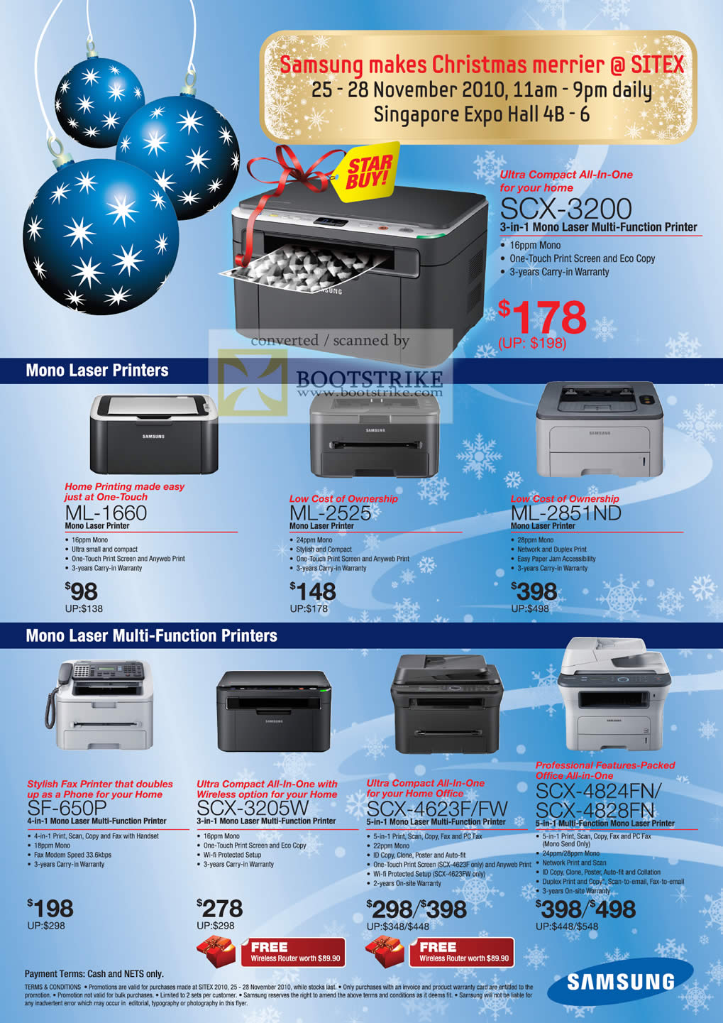 Sitex 2010 price list image brochure of Samsung Printers Laser SCX 3200 ML 1660 2850ND SF 650P 3205W