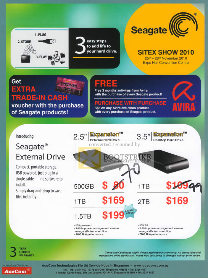 Sitex 2010 price list image brochure of Seagate External Storage Expansion Desktop Trade In