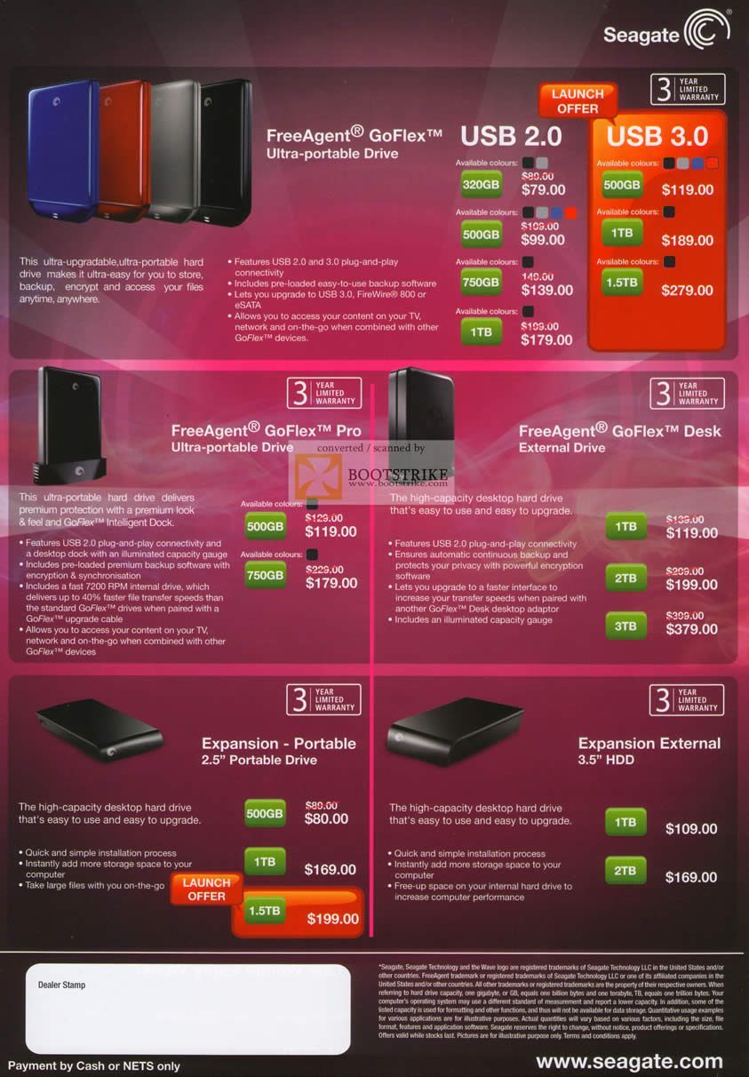 Sitex 2010 price list image brochure of Seagate Freeagent Goflex External Storage USB 3 Pro Desk Expansion