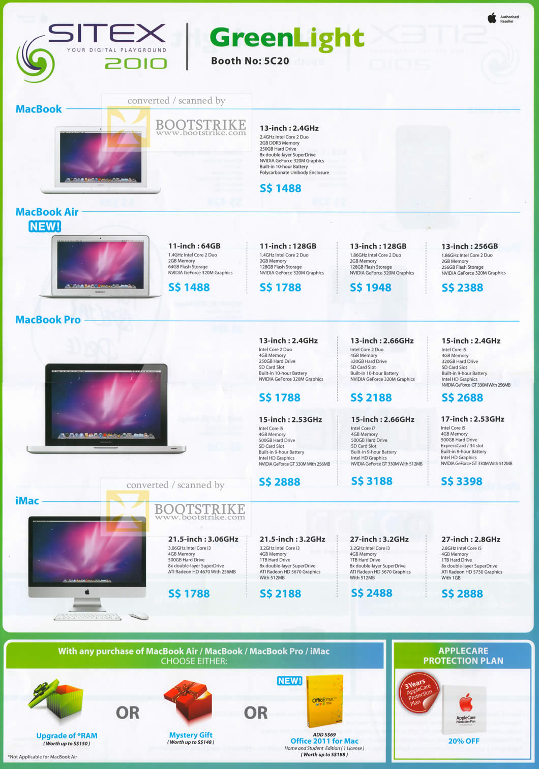 Sitex 2010 price list image brochure of Song Brothers GreenLight Apple Macbook Air Pro IMac AppleCare
