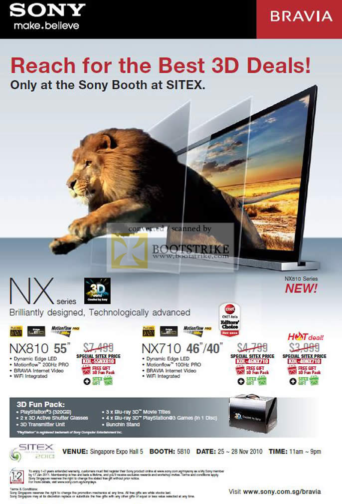 Sitex 2010 price list image brochure of Sony Bravia LED TV NX Series NX810 NX710 3D