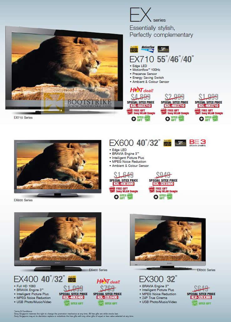 Sitex 2010 price list image brochure of Sony LCD TV EX Series EX710 EX600 EX400 EX300 Edge LED