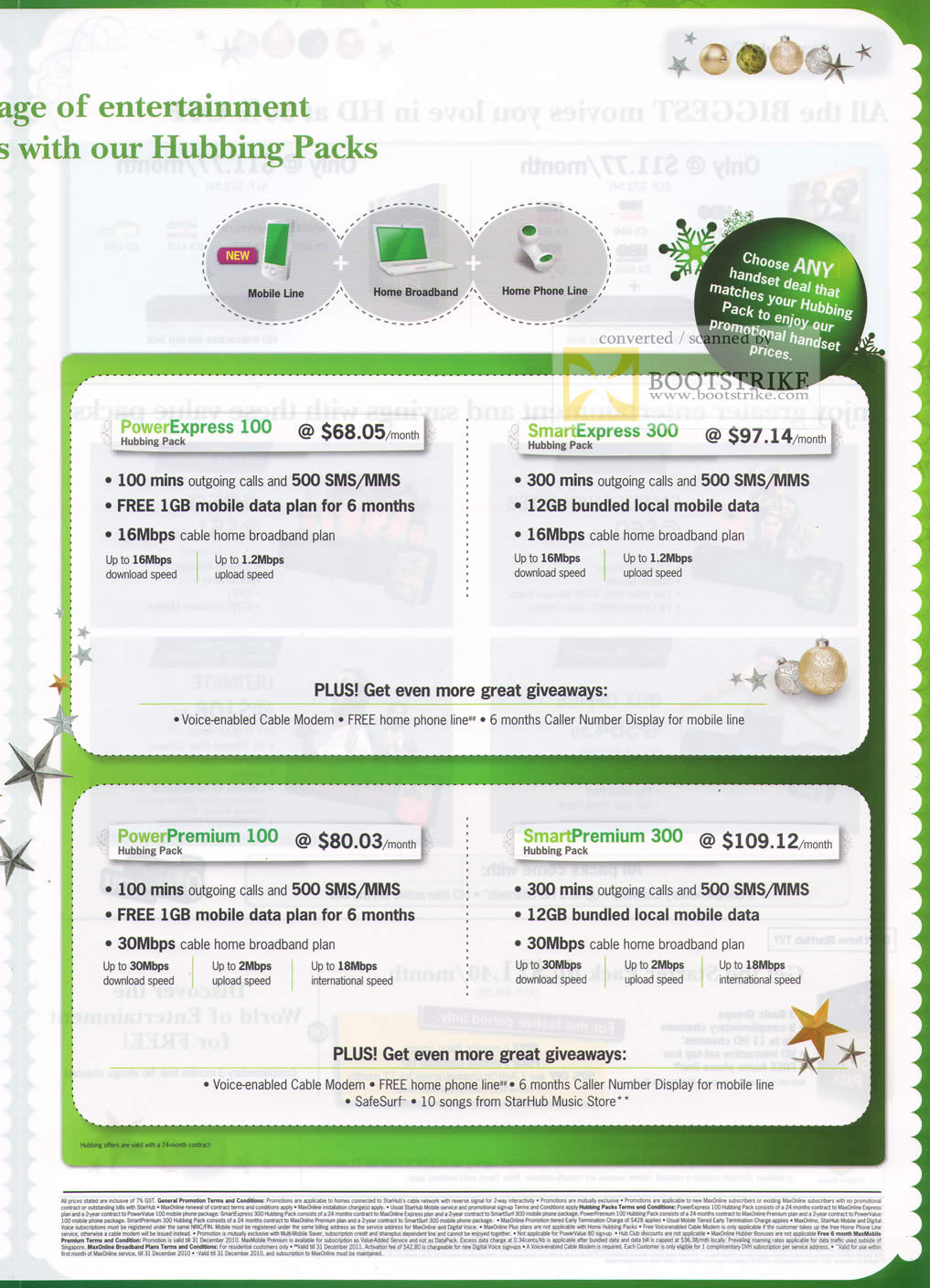 Sitex 2010 price list image brochure of Starhub Hubbing Pack PowerExpress 100 SmartExpress 300 PowerPremium 100 300