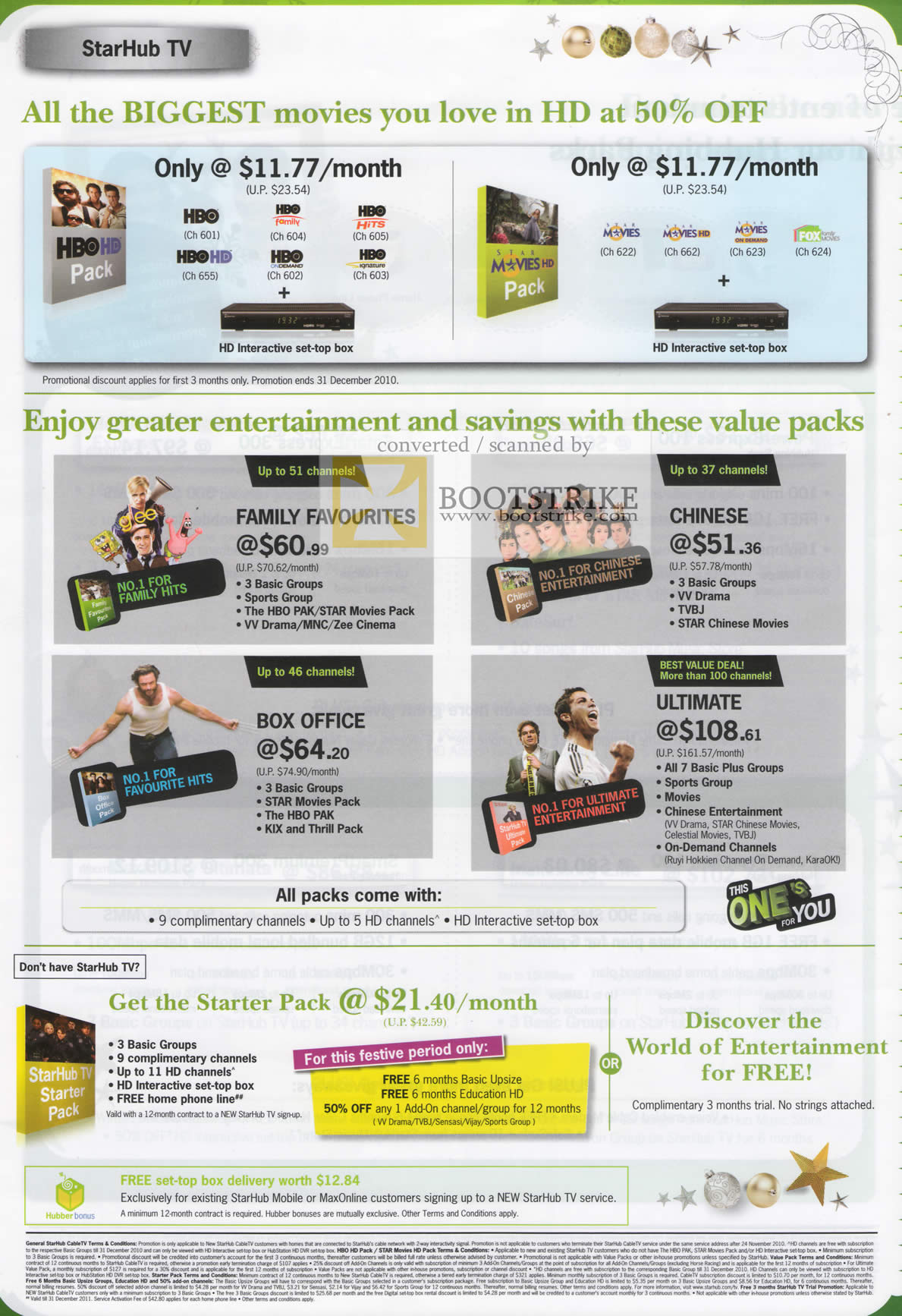 Sitex 2010 price list image brochure of Starhub TV Movies Cable TV Starter Pack Box Office Family Favourites