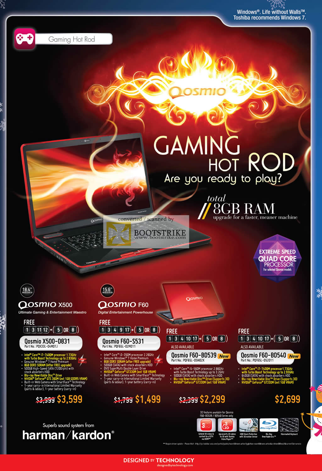 Sitex 2010 price list image brochure of Toshiba Gaming Notebooks Qosmio X500 D831 F60 S531 BD539 BD540