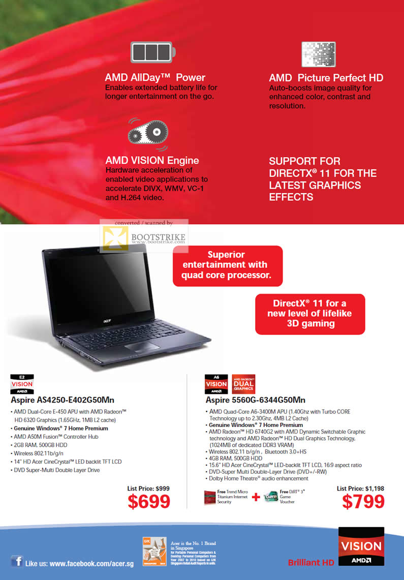 SITEX 2011 price list image brochure of Acer AMD Vision Notebooks Aspire AS4250-E402G50Mn, Aspire 5560G-6344G50Mn