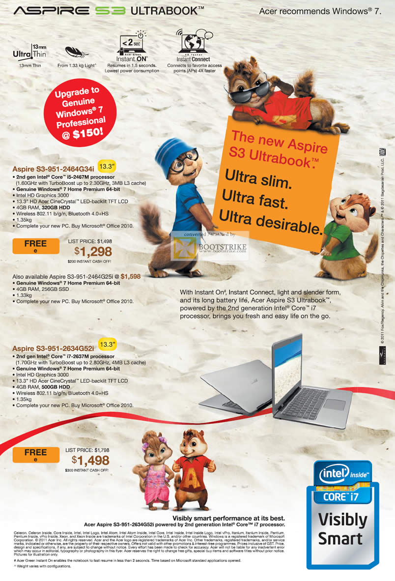 SITEX 2011 price list image brochure of Acer Notebooks Aspire S3-951-2464G32i, Aspire S3-951-2634G52i