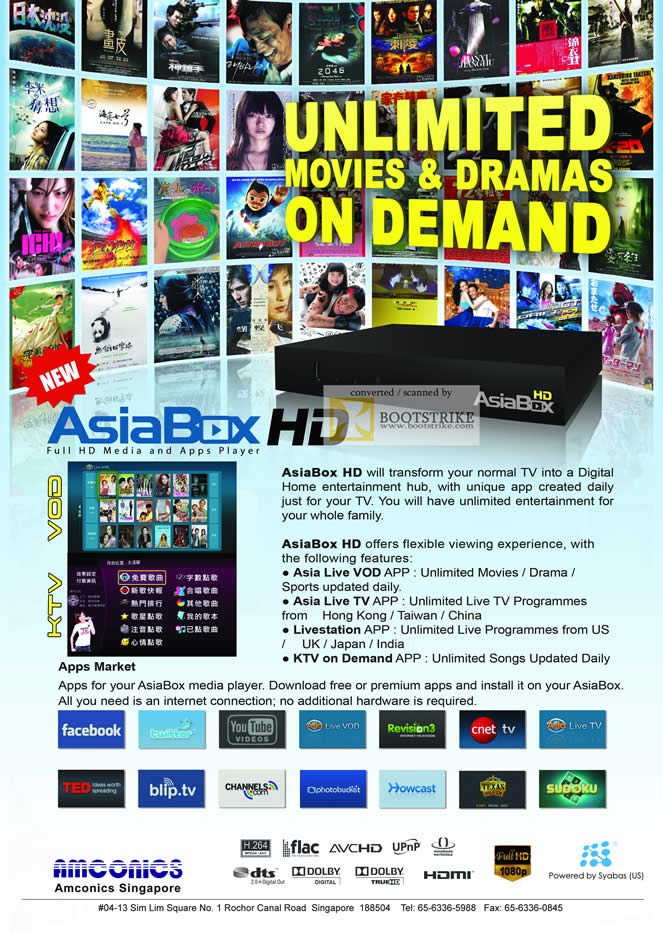 SITEX 2011 price list image brochure of Amconics AsiaBox HD Media Player