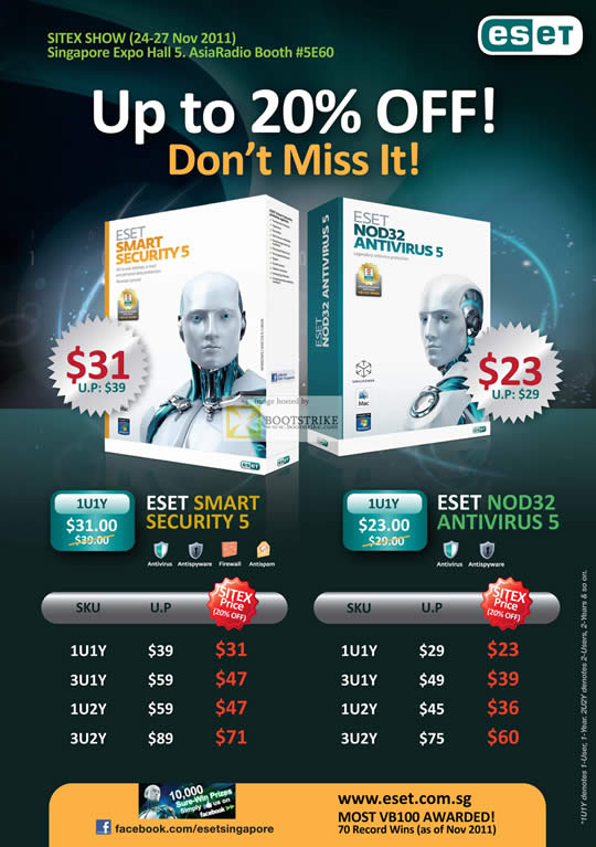 SITEX 2011 price list image brochure of Asia Radio Eset Smart Security 5, NOD32 Antivirus 5