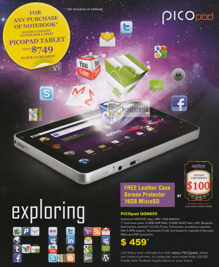 SITEX 2011 price list image brochure of Axioo Picopad Tablet QGN655