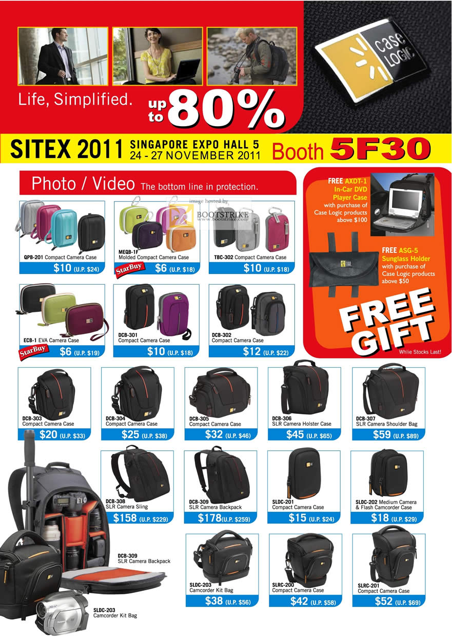 SITEX 2011 price list image brochure of Case Logic Photo Video Camera Case, Camcorder Case, Camera Sling, Kit Bag