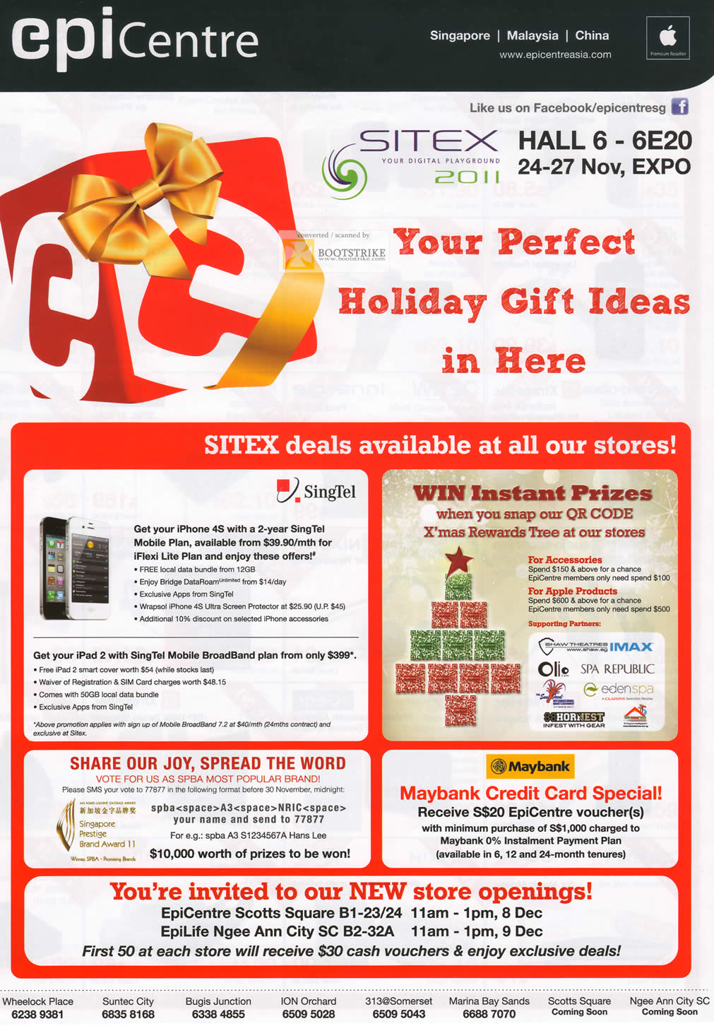 SITEX 2011 price list image brochure of EpiCentre Singtel IPhone 4S, Maybank