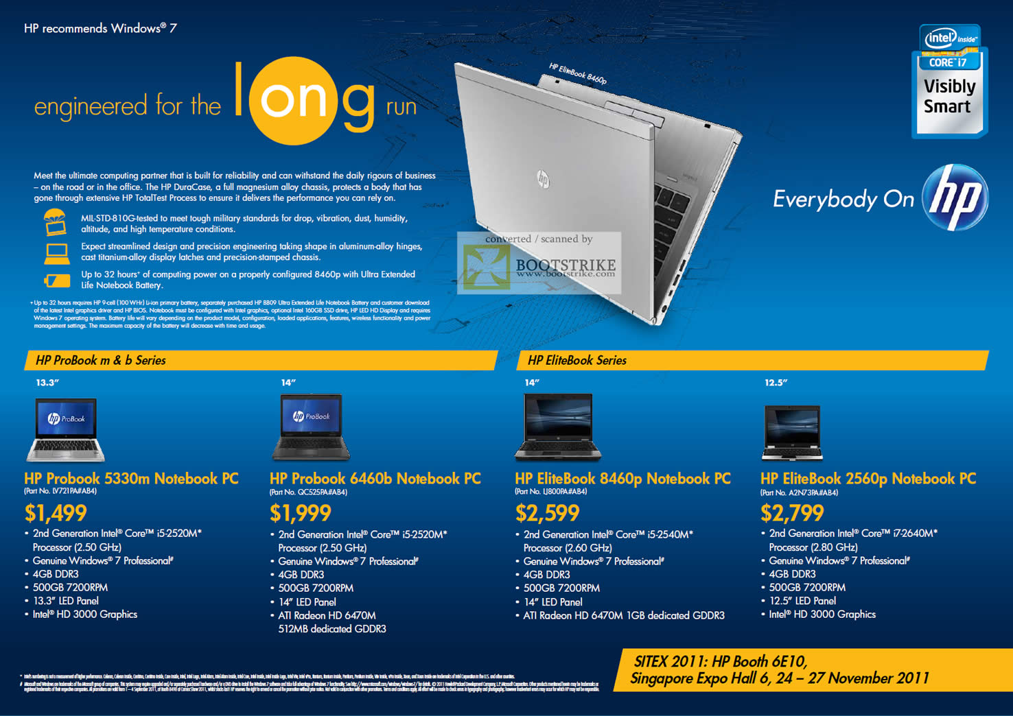 SITEX 2011 price list image brochure of HP Probook Notebooks 5330m, 6460b, Elitebook 8460p, 2560p