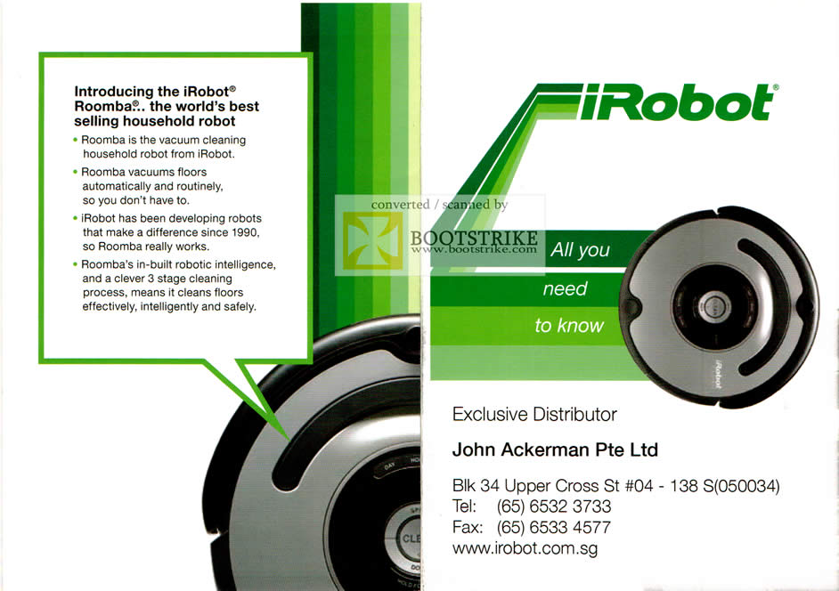 SITEX 2011 price list image brochure of John Ackerman IRobot Roomba Household Cleaning Robot Vacuum Cleaner