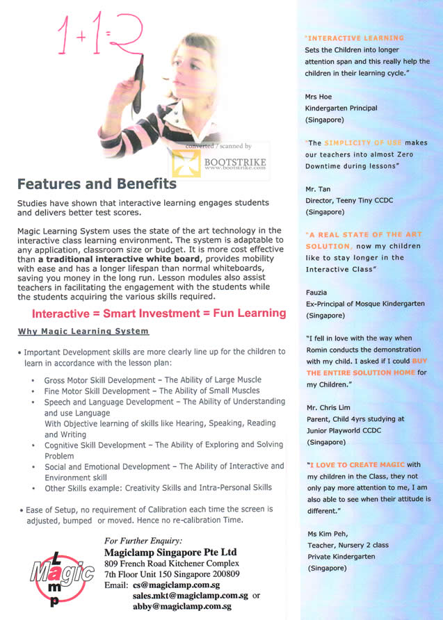 SITEX 2011 price list image brochure of Magiclamp Learning System Features, Benefits