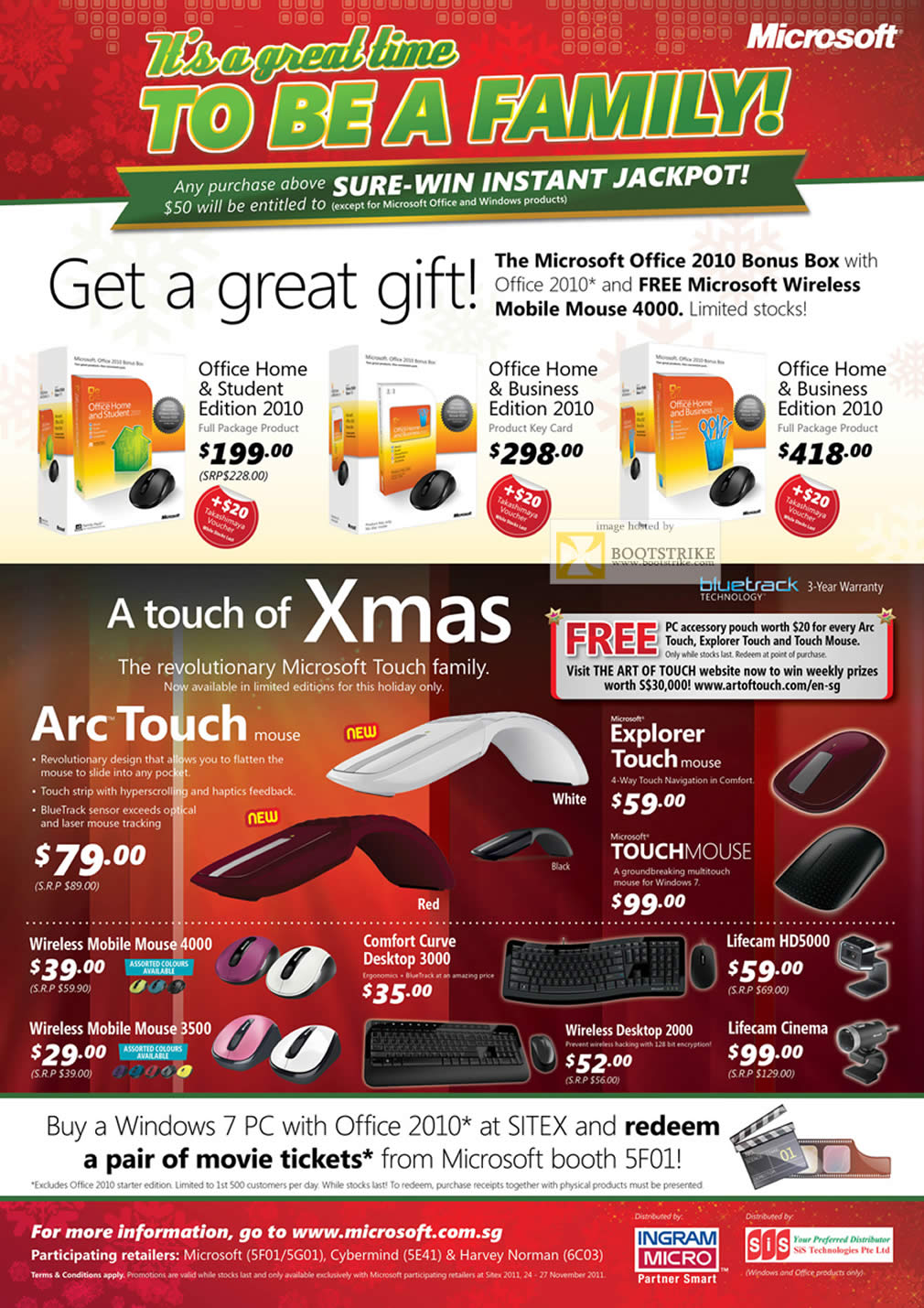 SITEX 2011 price list image brochure of Microsoft Office, Arc Touch Mouse, Explorer Touch, Touch, Wireless Mobile Mouse 4000, 3500, Comfort Curve Desktop 3000 Keyboard, Lifecam HD5000 Webcam, Cinema, Desktop 2000