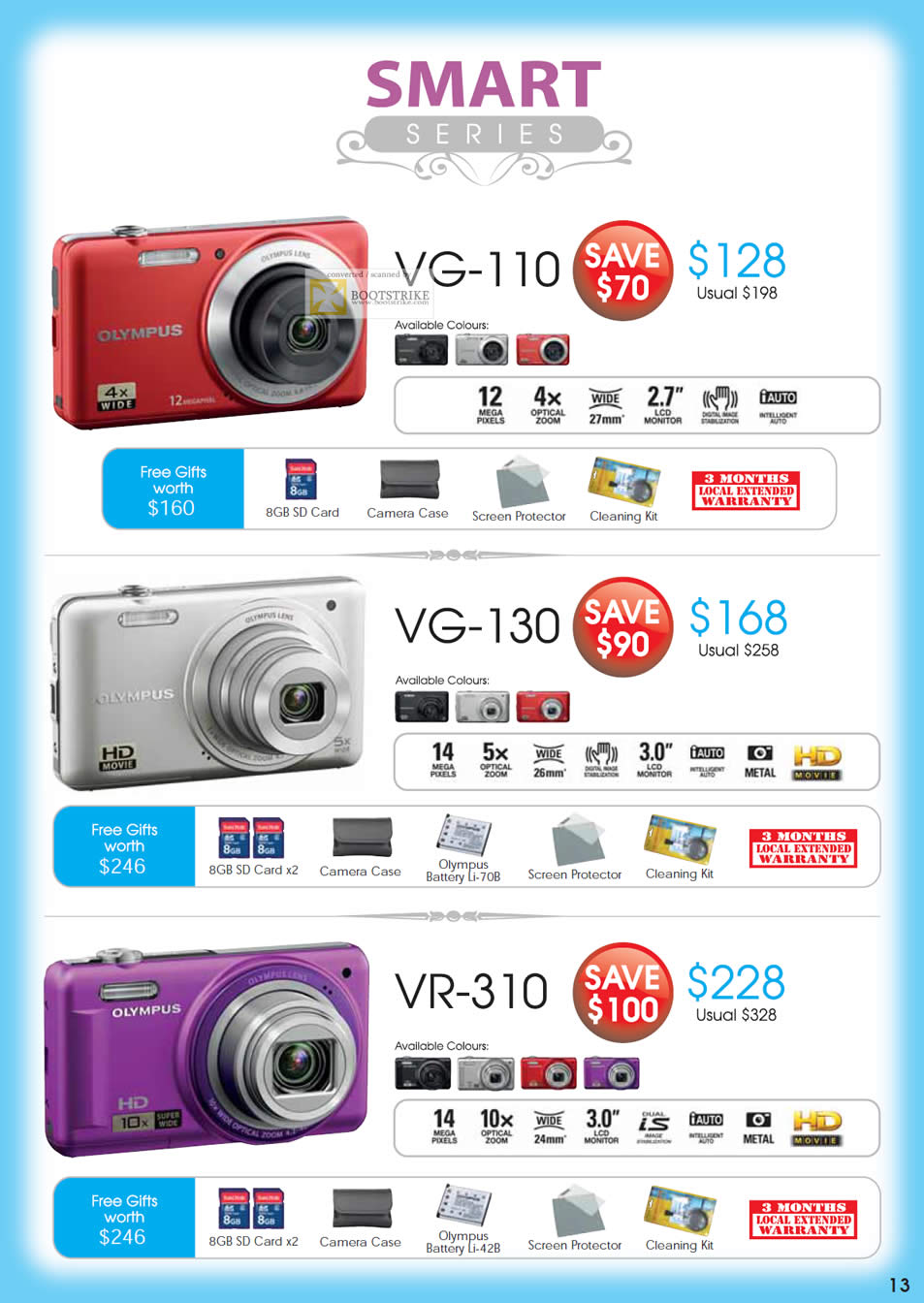 SITEX 2011 price list image brochure of Olympus Digital Cameras Smart Series VG-110, VG-130, VR-310