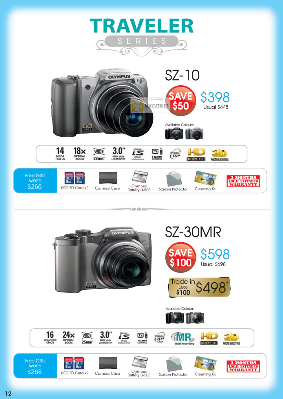 SITEX 2011 price list image brochure of Olympus Digital Cameras Traveler Series SZ-10, SZ-30MR