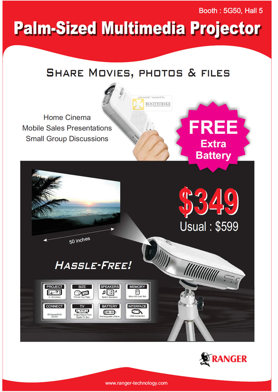 SITEX 2011 price list image brochure of Ranger Portable Palm Sized Projector