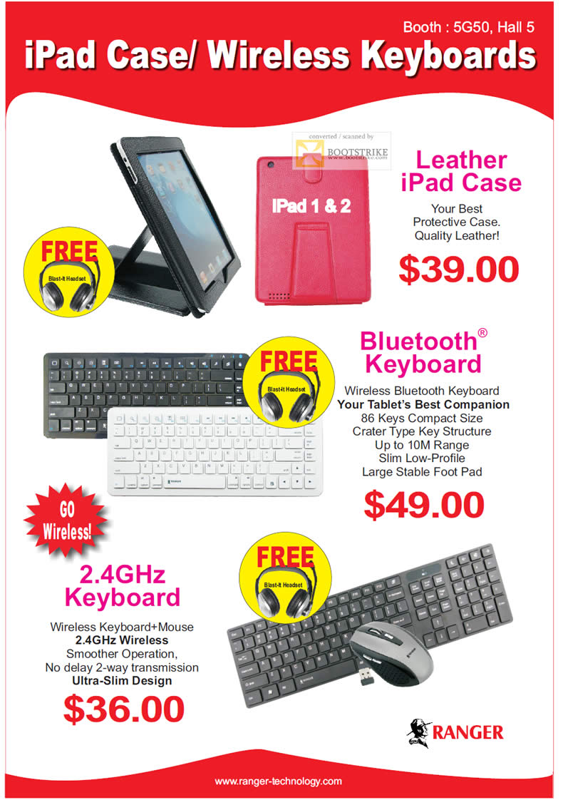 SITEX 2011 price list image brochure of Ranger IPad Leather Case, Bluetooth Keyboard, Wireless Keyboard