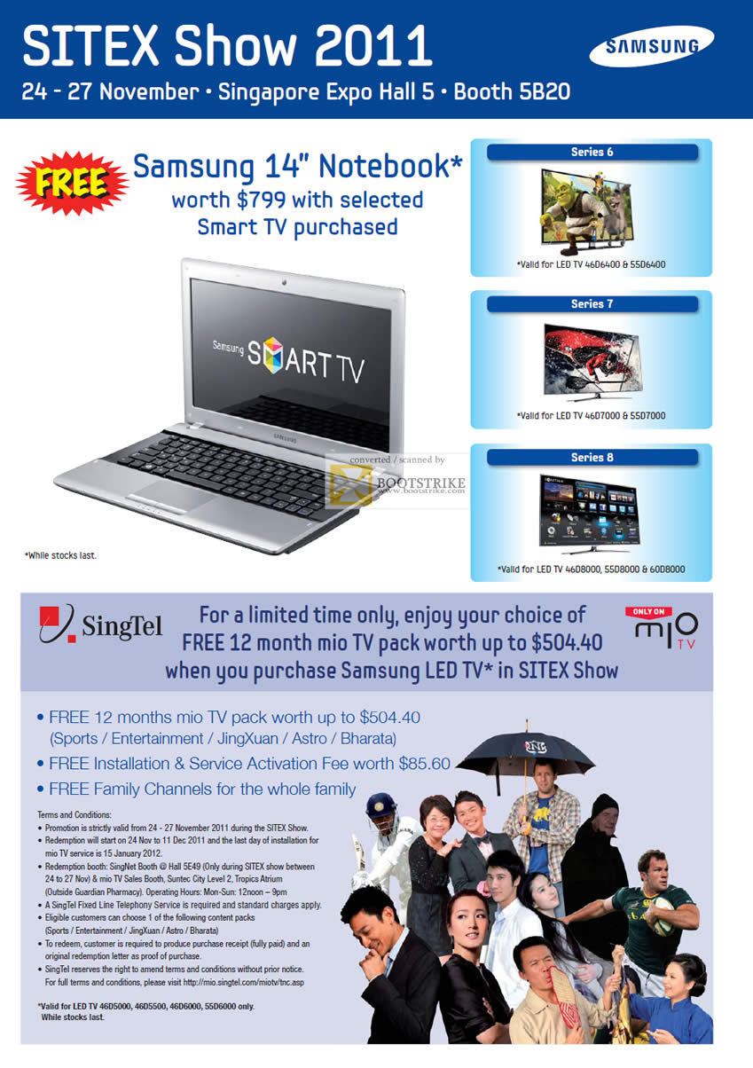 SITEX 2011 price list image brochure of Samsung Audio House Singtel Free Mio TV Pack, Free Samsung Notebook