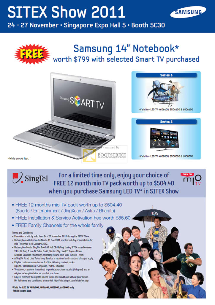 SITEX 2011 price list image brochure of Samsung Courts Singtel Free Mio TV Pack, Free Samsung Notebook