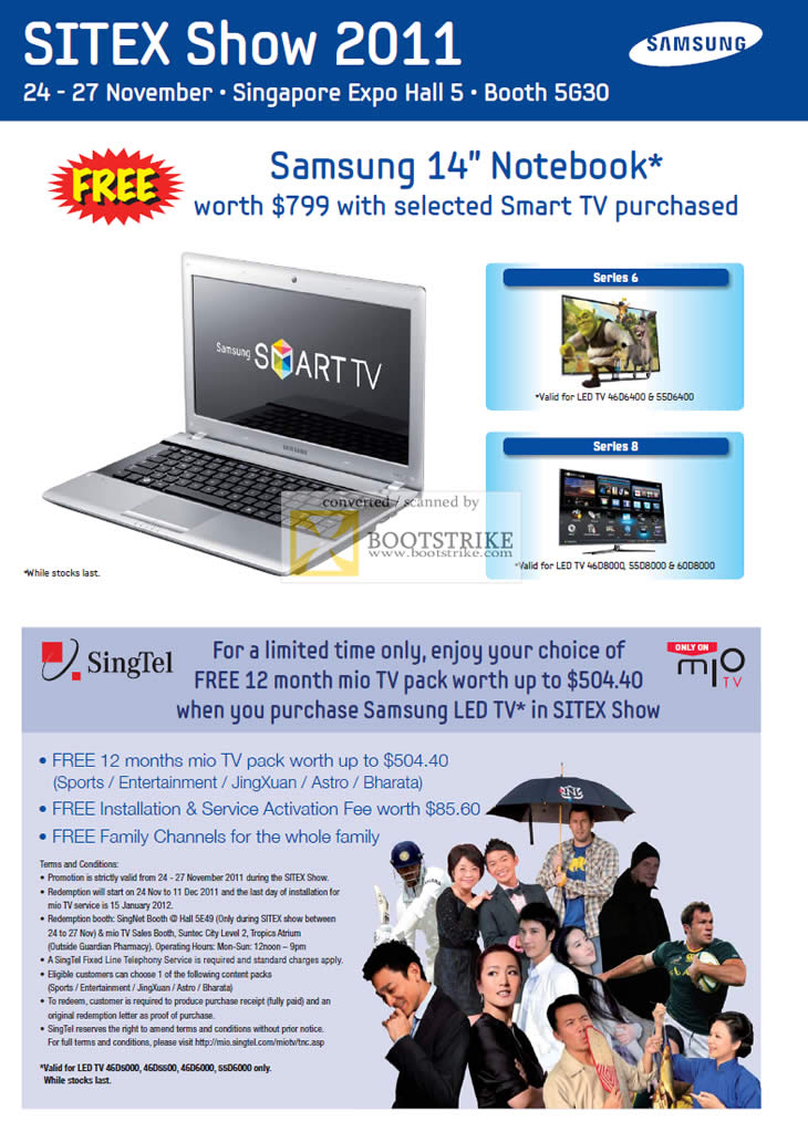 SITEX 2011 price list image brochure of Samsung Gain City Singtel Free Mio TV Pack, Free Samsung Notebook