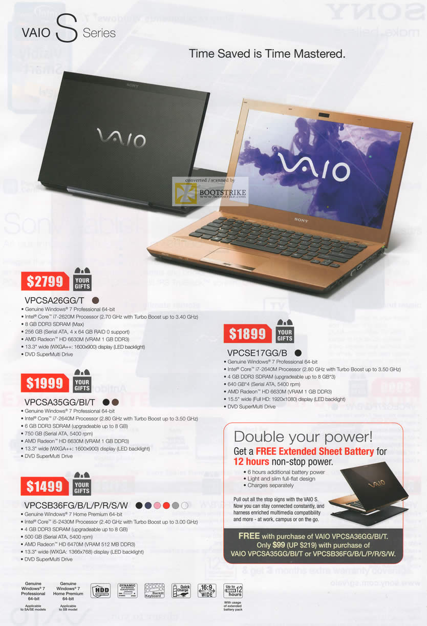 SITEX 2011 price list image brochure of Sony Vaio Notebooks VPCSA26GG T, VPCSE17GG B, VPCSA35GG BI T, VPCSB36FG B L P R S W