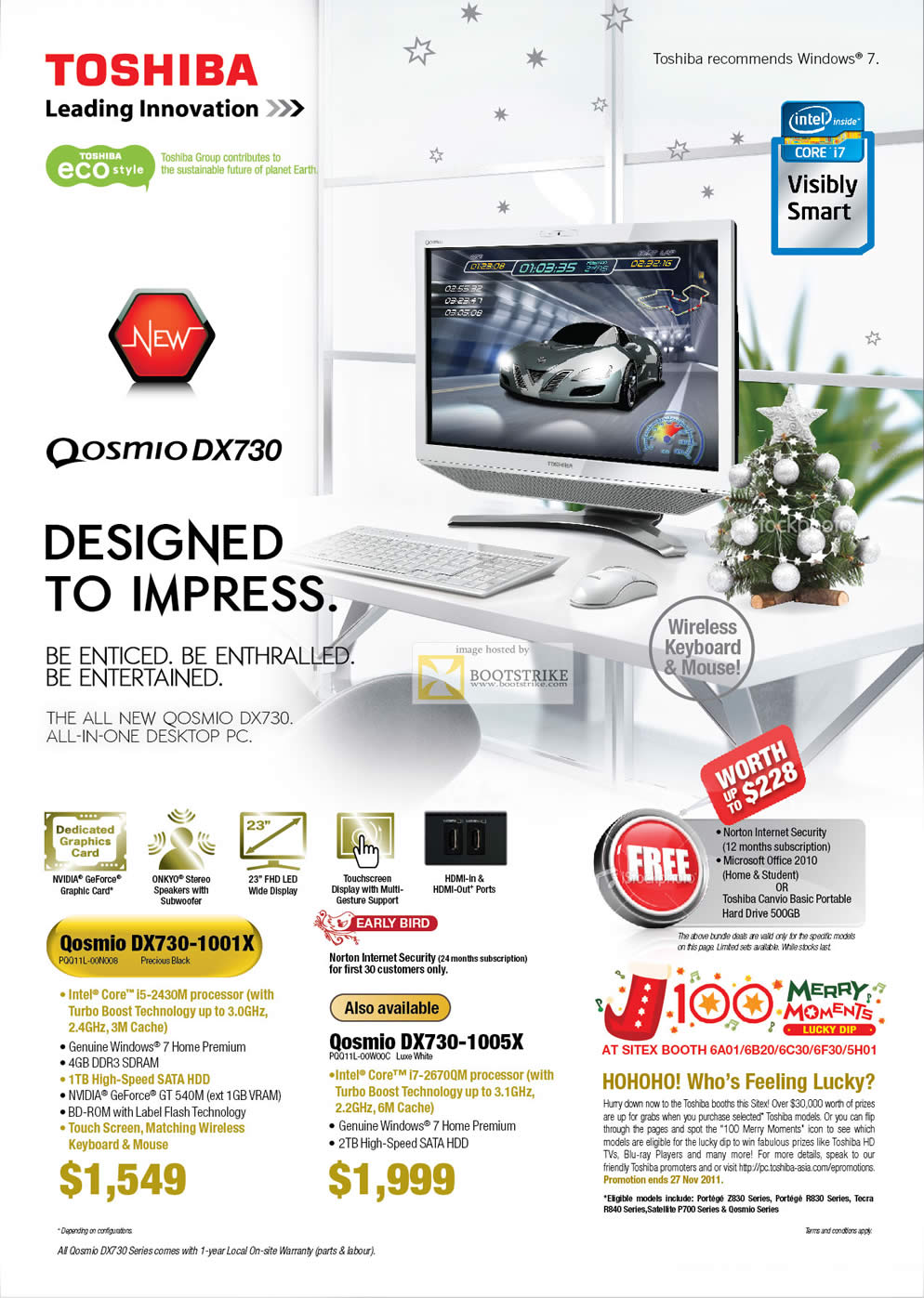 SITEX 2011 price list image brochure of Toshiba AIO Desktop PC DX730-1001X PQQ11L-00N008, 1005X PQQ11L-00W00C
